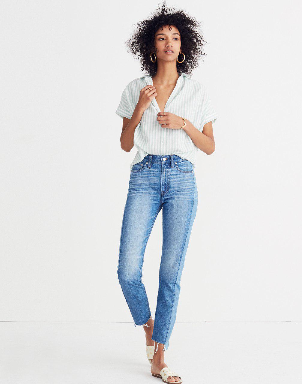 Madewell Cotton The Perfect Summer Jean: Pieced Edition in Blue - Lyst