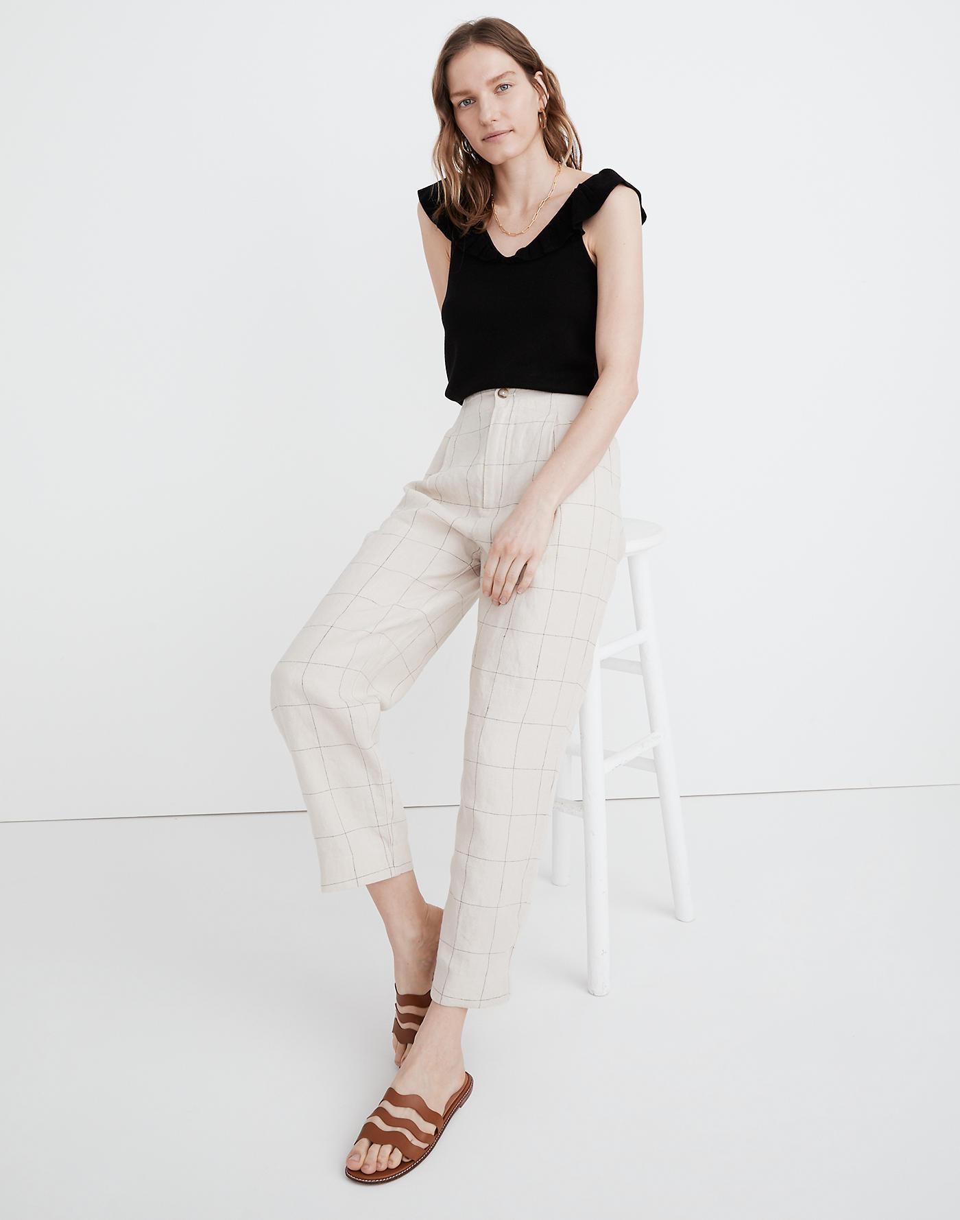 wide leg windowpane pants