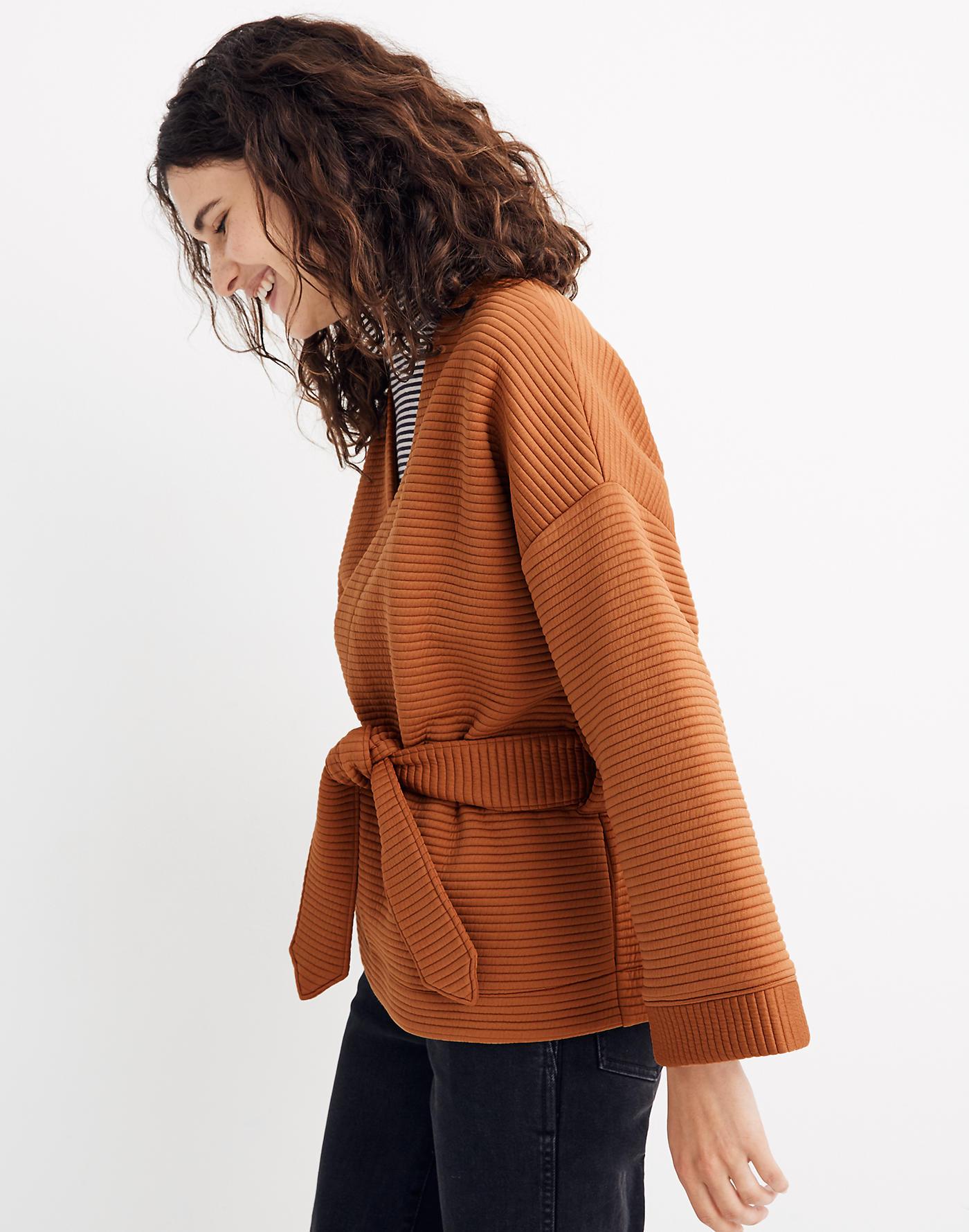 Madewell Synthetic Texture & Thread Quilted Wrap Jacket in Brown Lyst