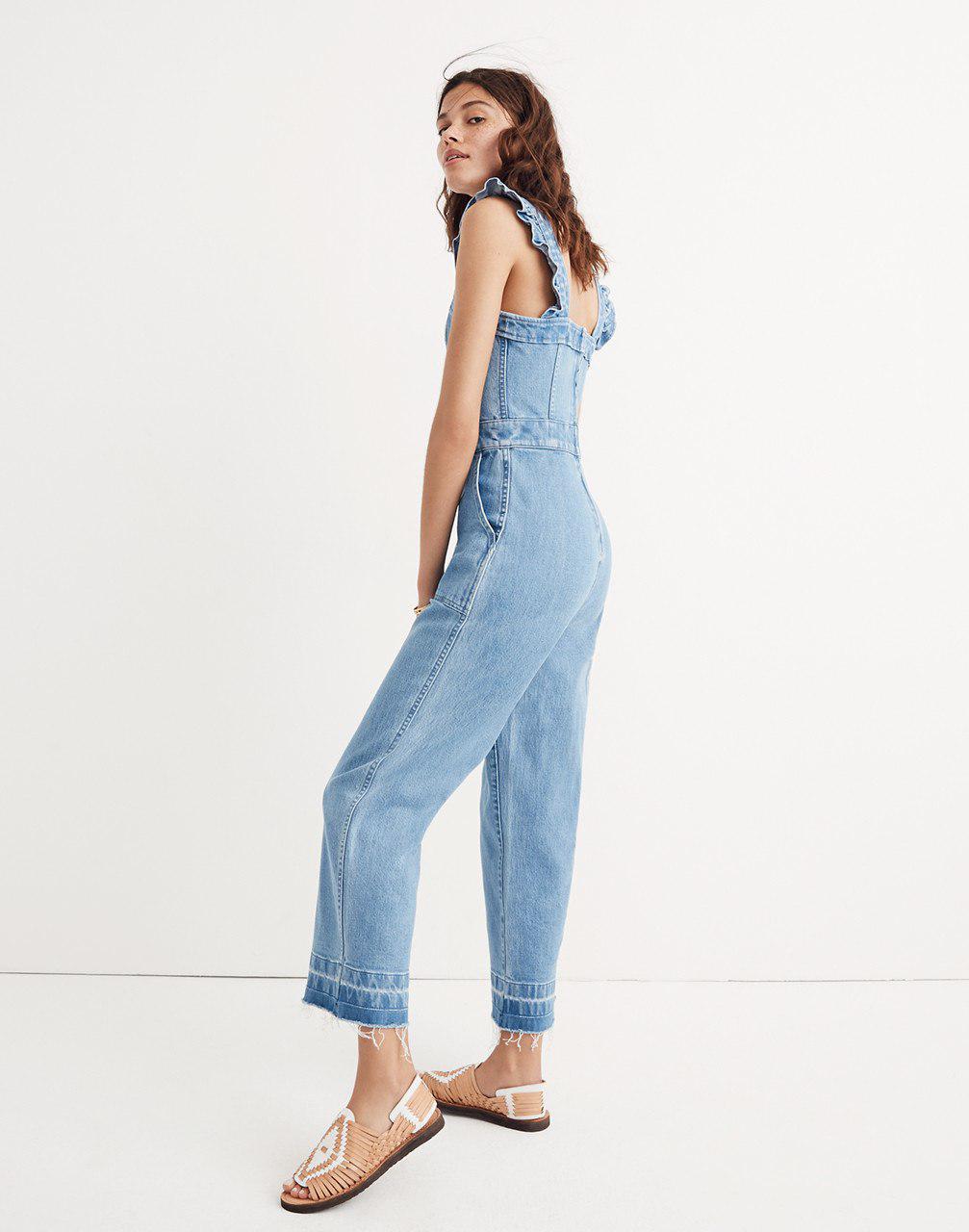jean ruffle jumpsuit