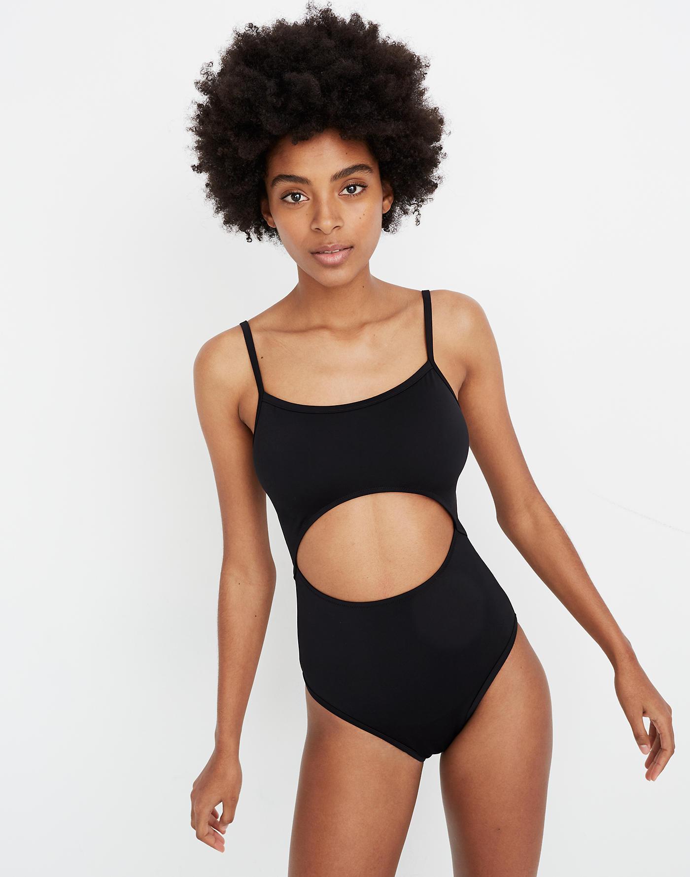 Madewell Synthetic Second Wave Cutout Onepiece Swimsuit in Black Lyst