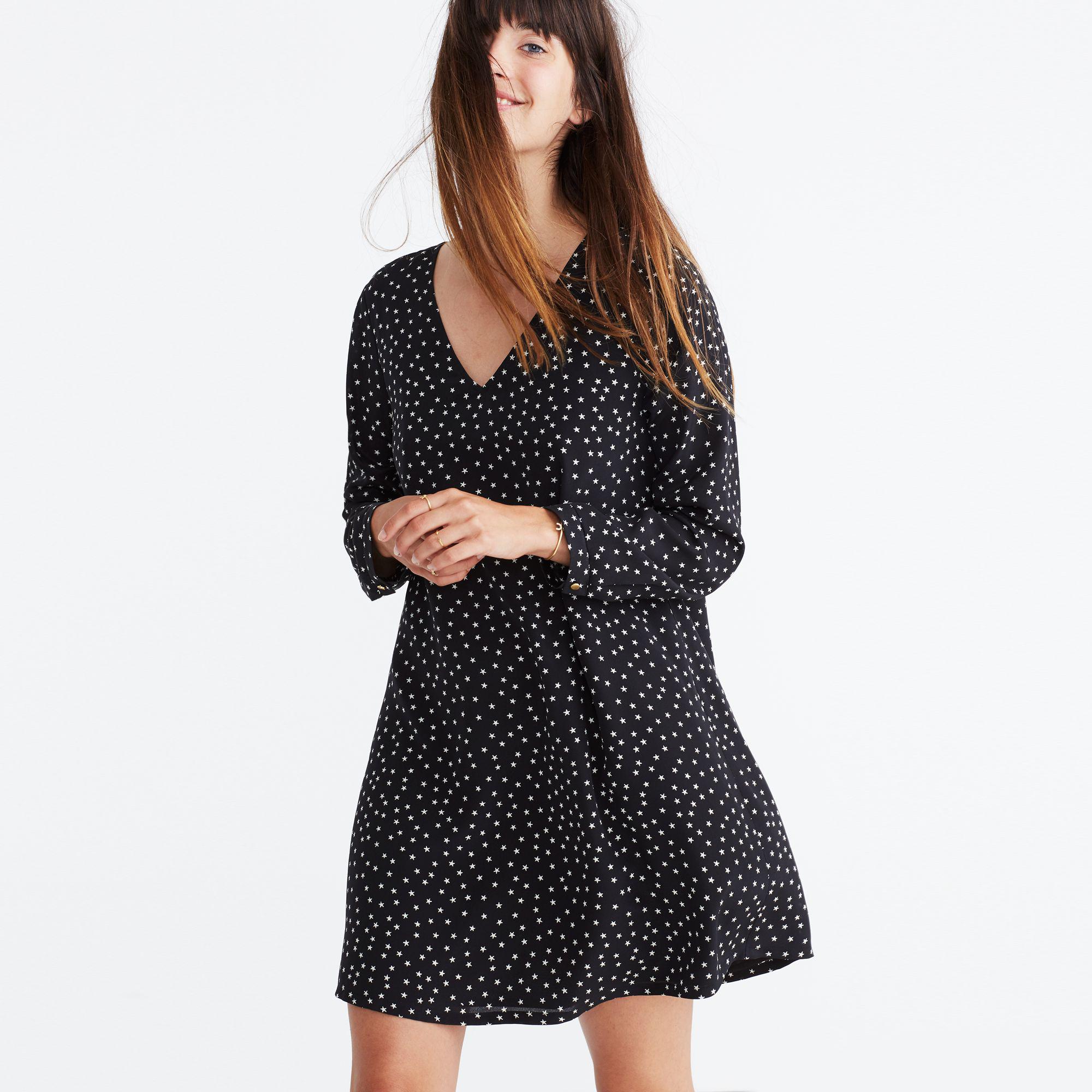 Madewell Silk Button-back Dress In Star 