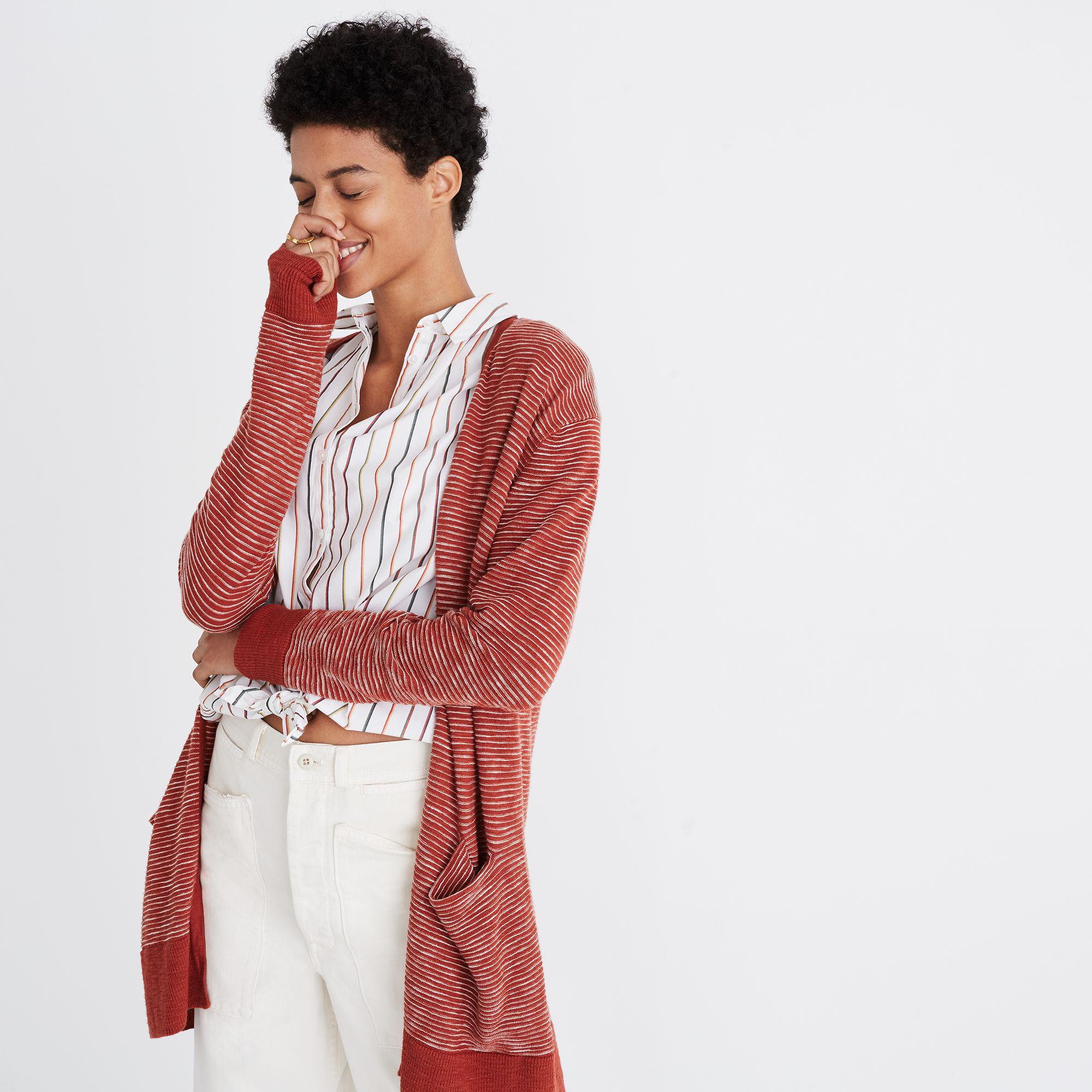 red summer cardigan