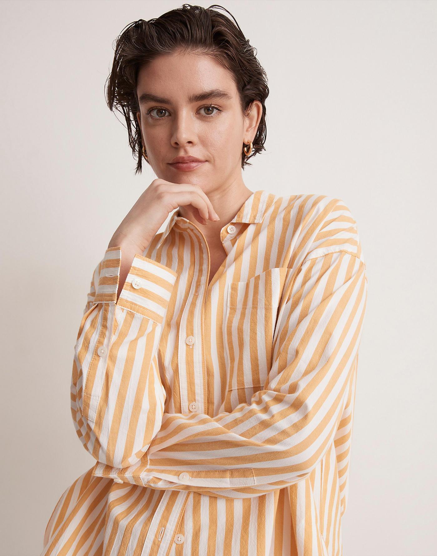 MW The Signature Poplin Oversized Shirt In Springy Stripe in Natural | Lyst