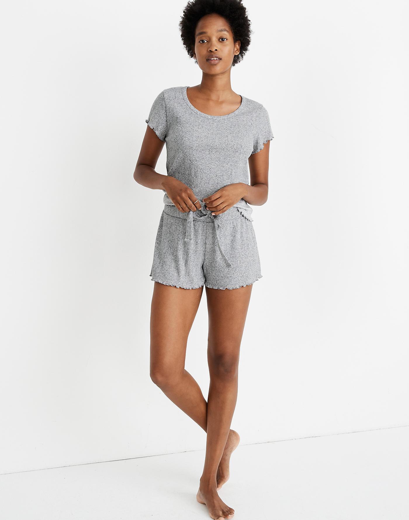 Madewell Ruffled Pajama Shorts in Gray Lyst