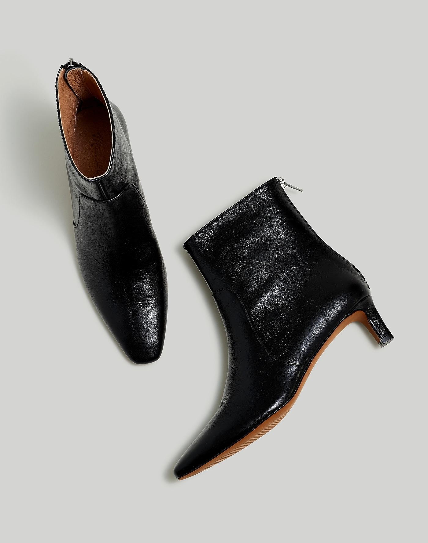MW The Dimes Kitten-heel Boot In Crinkle Leather in Black | Lyst