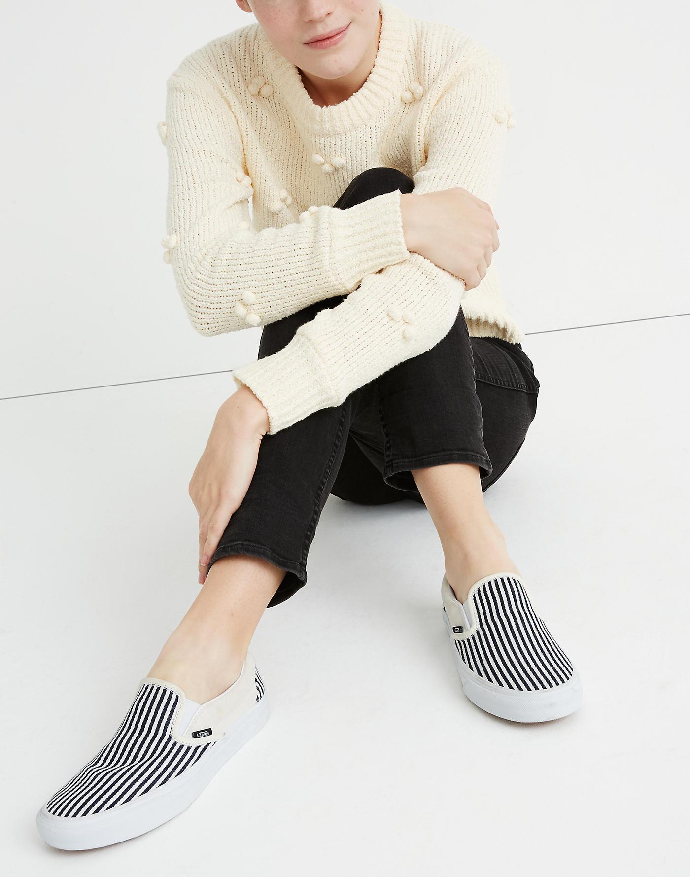 striped slip on vans
