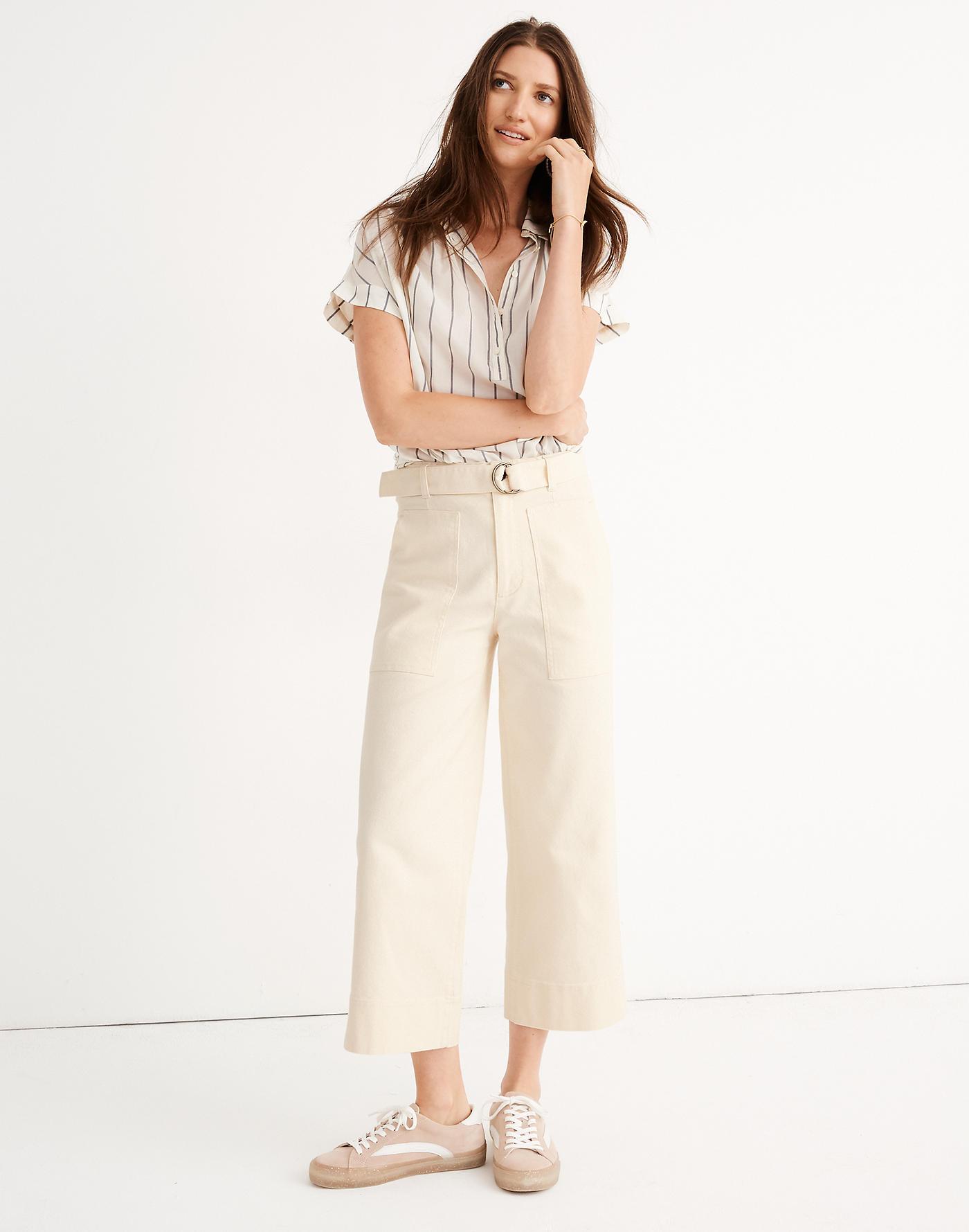 Madewell Cotton Utility Wideleg Pants in Natural Lyst