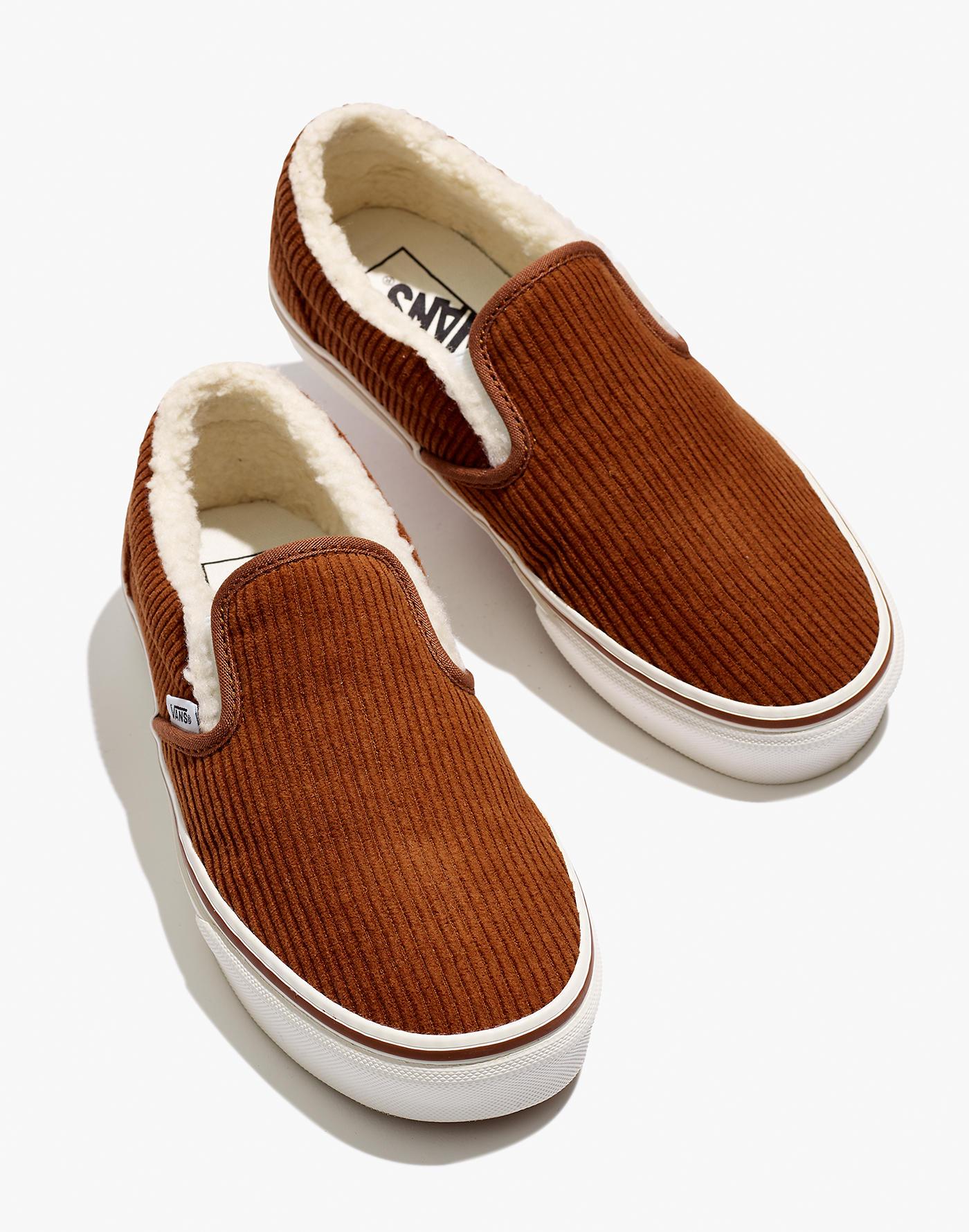 Madewell X Vans® Unisex Classic Slip-on Sneakers In Corduroy And Sherpa in  Brown - Lyst