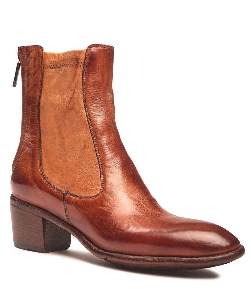 cognac leather ankle boots