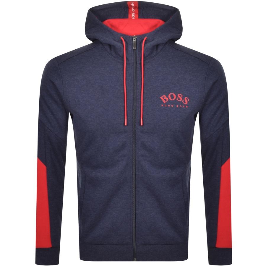 Boss Athleisure Cotton Boss Saggy Full Zip Hoodie In Navy Blue For 