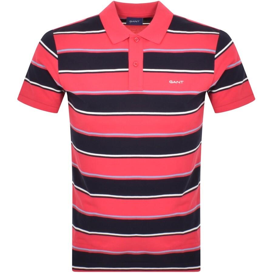 GANT Multi Stripe Short Sleeve Polo T Shirt in Red for Men | Lyst