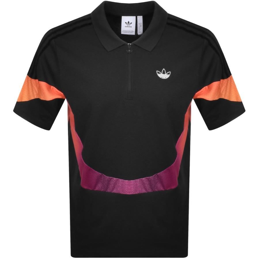 adidas Originals Velvet Sport Polo T Shirt in Black for Men - Lyst