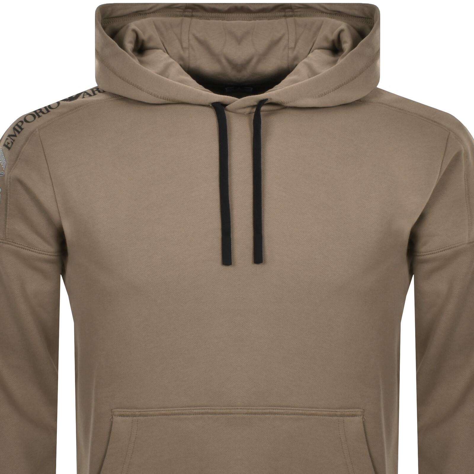 EA7 Emporio Armani Logo Hoodie in Brown for Men | Lyst