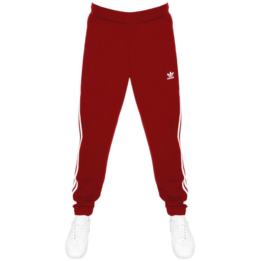 adidas Originals Synthetic 3 Stripes Joggers Red for Men - Lyst