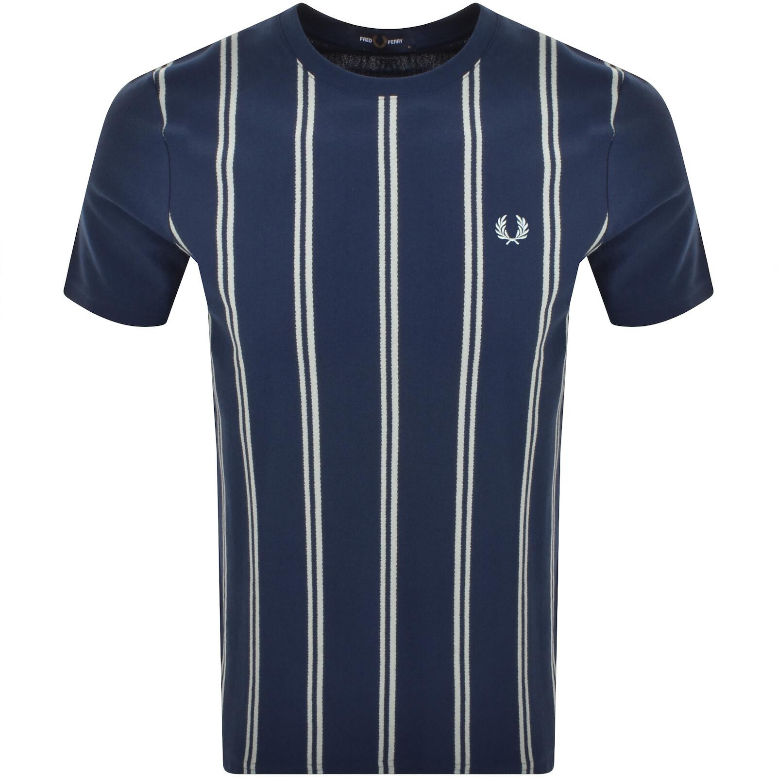 Fred Perry Stripe Crepe Pique T Shirt in Blue for Men | Lyst
