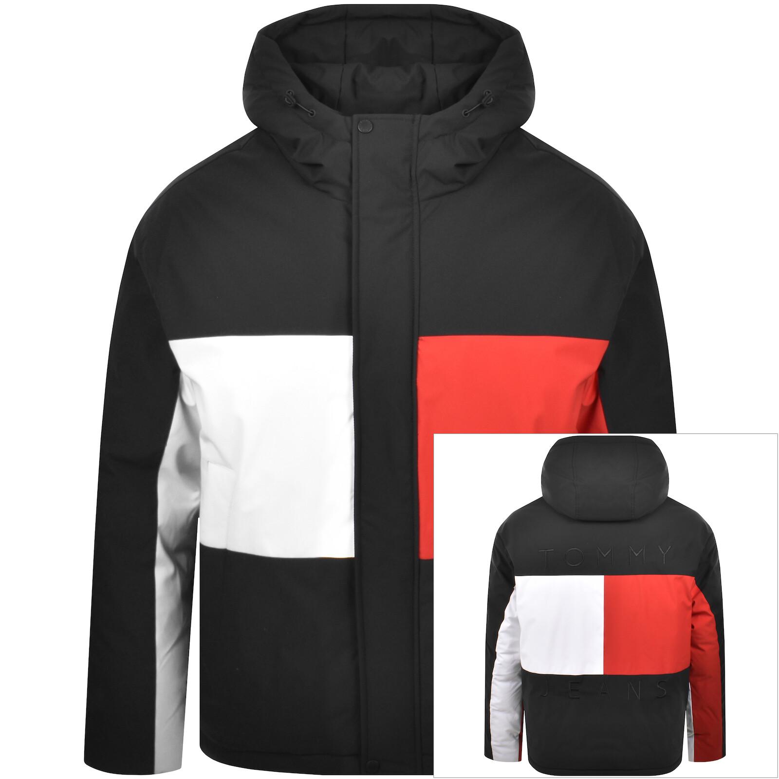 Hooded Puffer Jacket Black And Red Tommy Hilfiger Jacket Tommy