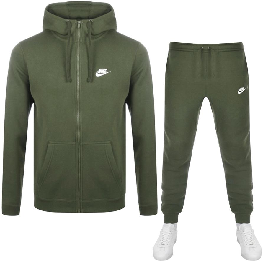 Nike Cotton Full Zip Club Tracksuit Khaki in Khaki / White (Green) for ...