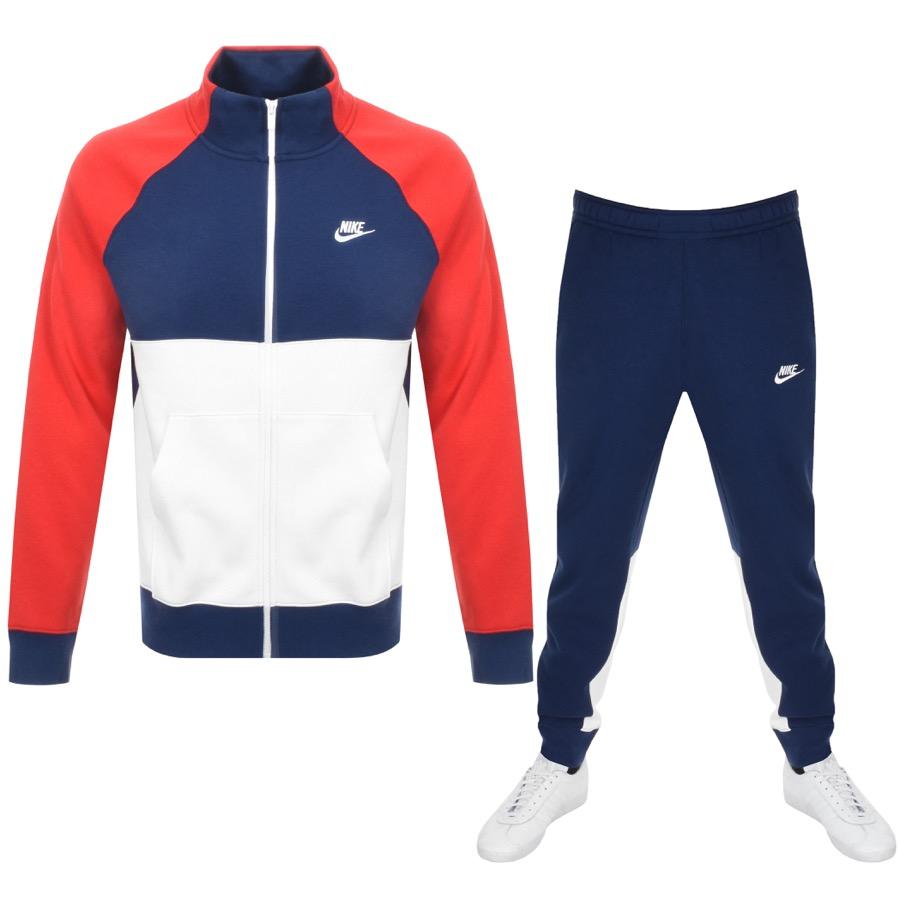 navy and white nike tracksuit