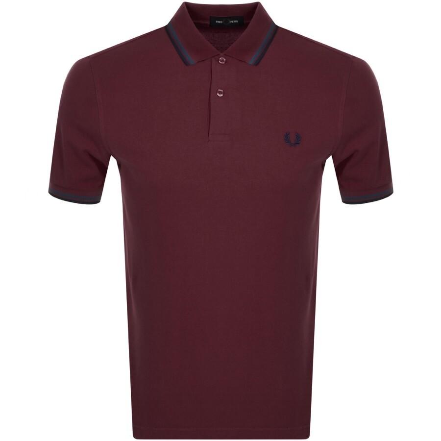 Fred Perry Cotton Twin Tipped Polo T Shirt Burgundy in Red for Men | Lyst