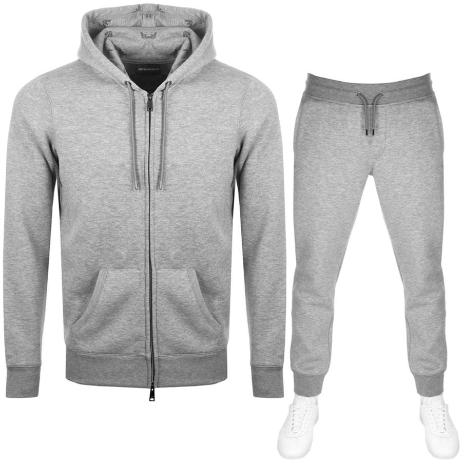 Armani Fleece Emporio Full Zip Hooded Tracksuit in Grey (Gray) for Men ...
