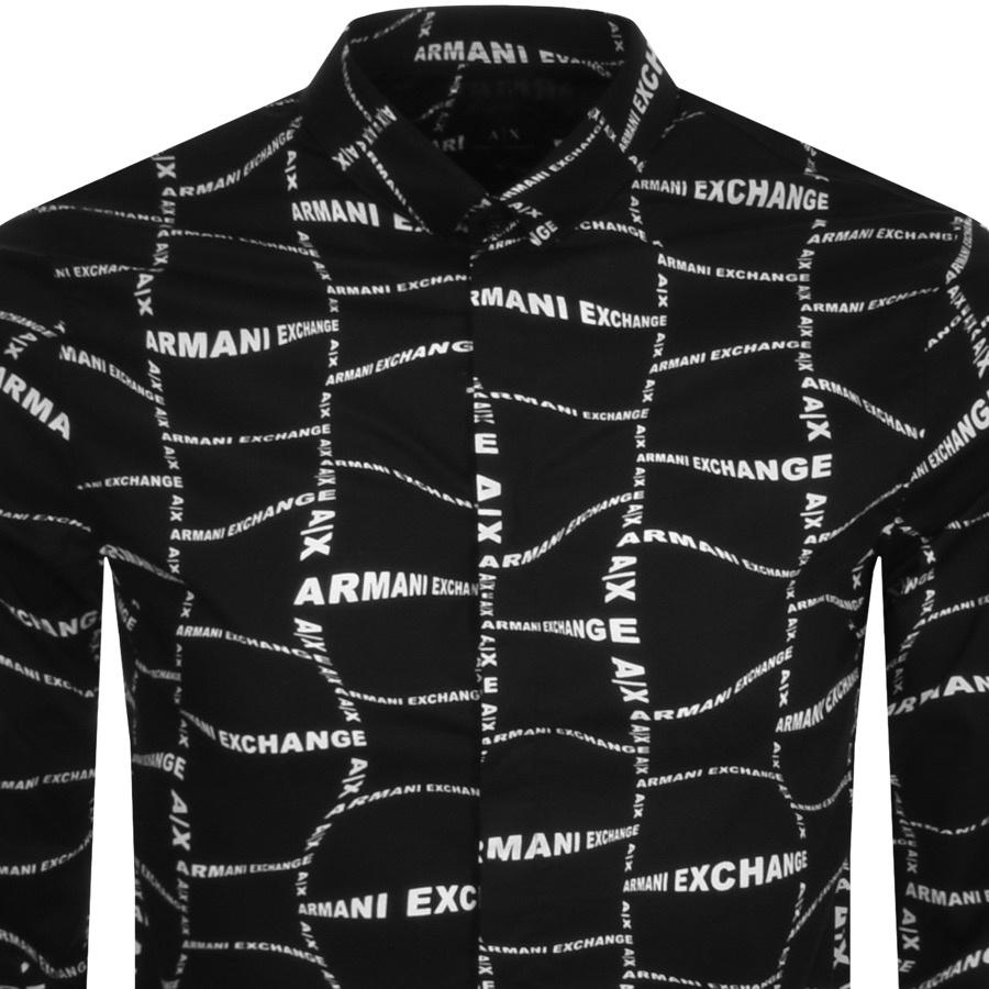 AX ARMANI EXCHANGE mens Long Sleeve Logo Collar Stretch Cotton Button Down  Shirt, Black, Large US at  Men's Clothing store