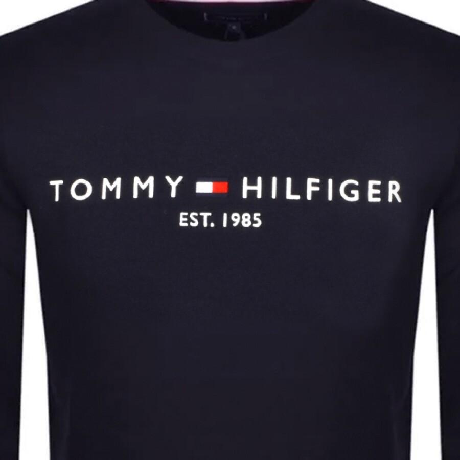 Tommy Hilfiger Fleece Logo Sweatshirt in Navy (Blue) for Men - Lyst