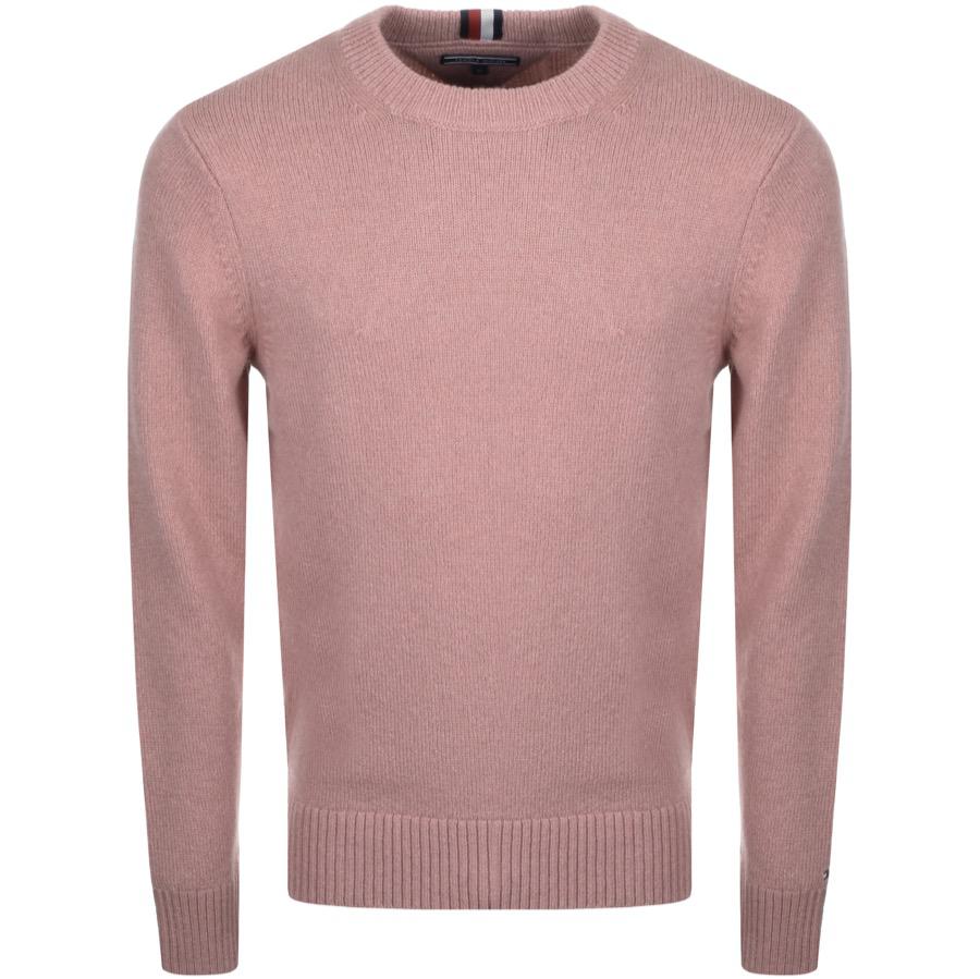 Tommy Hilfiger Wool Crew Neck Knit Jumper Pink for Men - Lyst