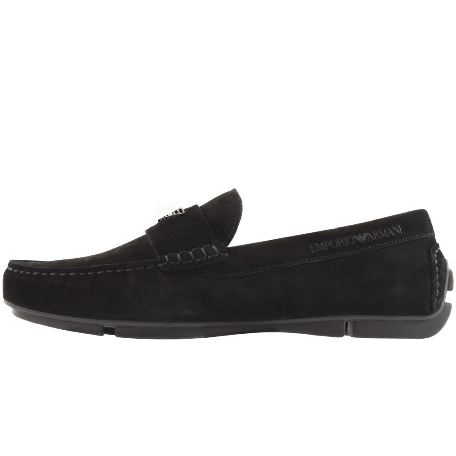 Armani Emporio Suede Driver Shoes in Black for Men - Save 13% - Lyst