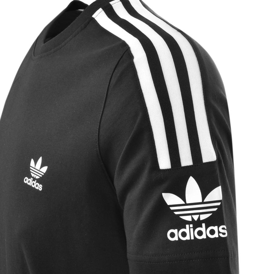 adidas Originals Cotton Tech 3 Stripe T Shirt in Black for Men | Lyst