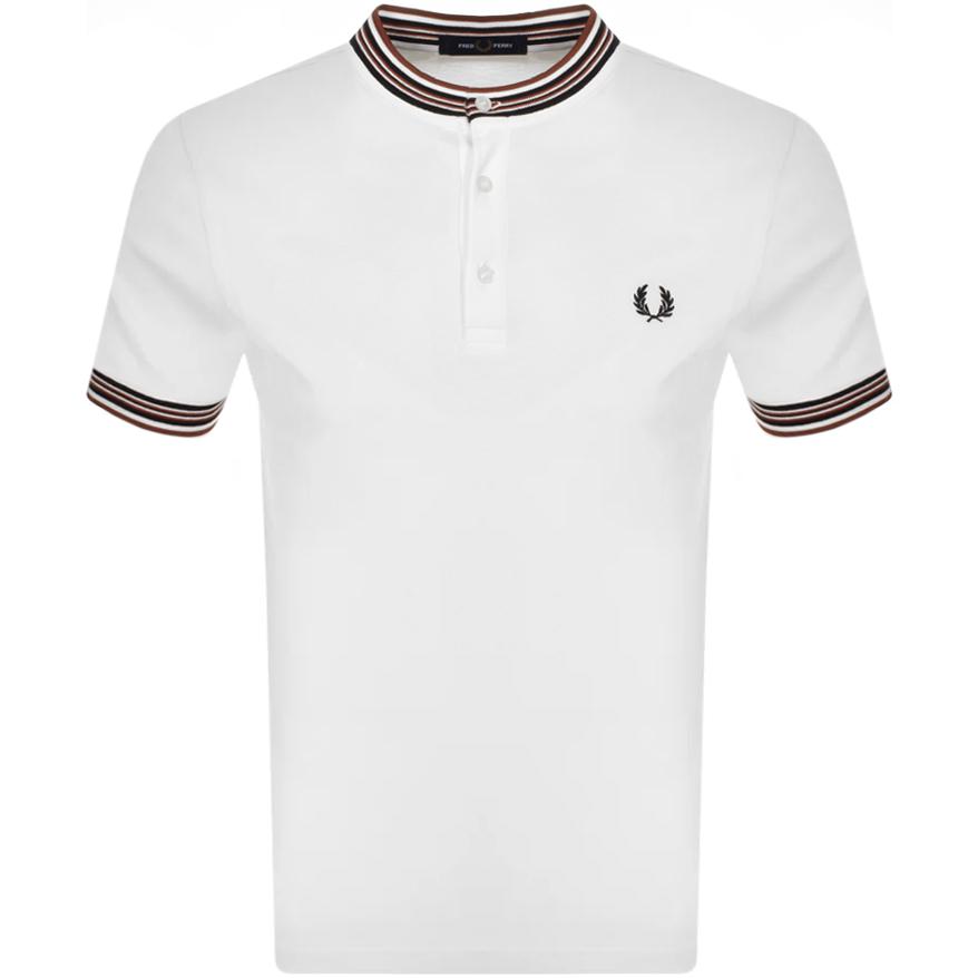 Fred Perry Cotton Henley Collar Polo T Shirt in White for Men - Lyst
