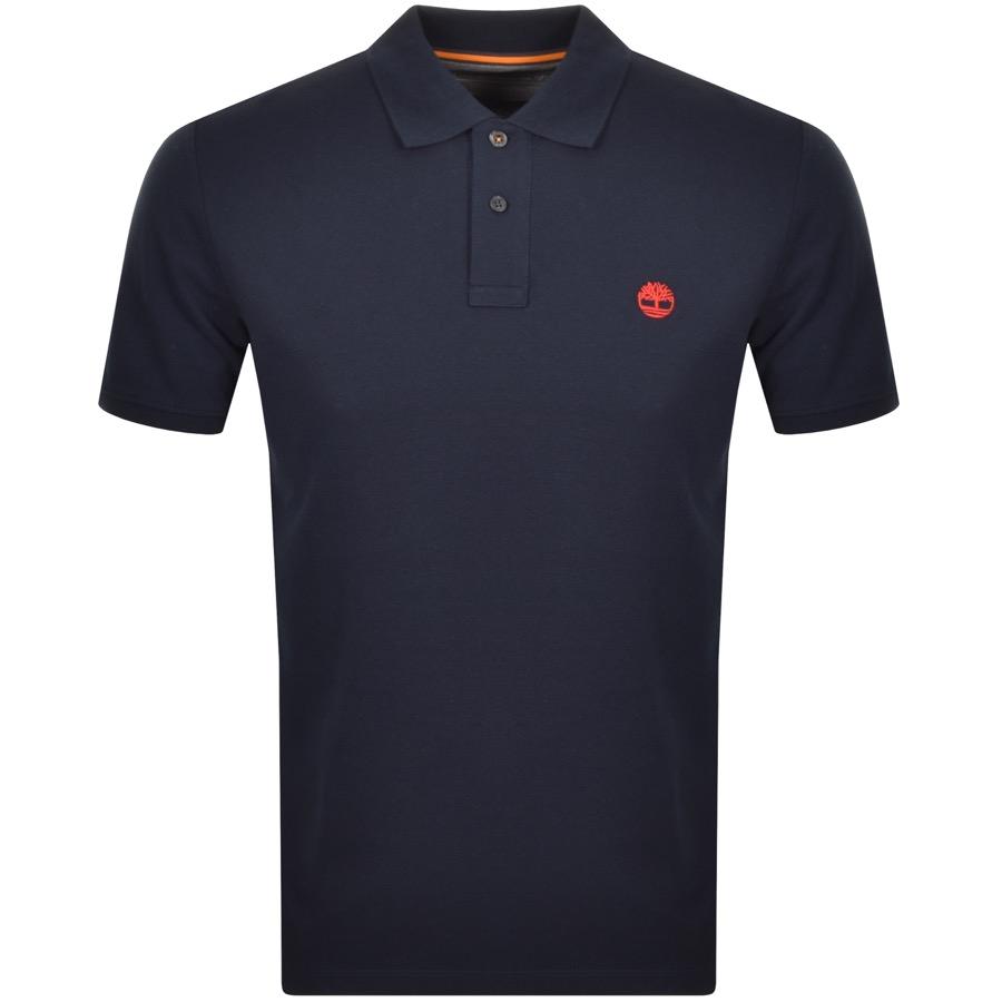 Timberland Logo Short Sleeved Polo T Shirt Navy