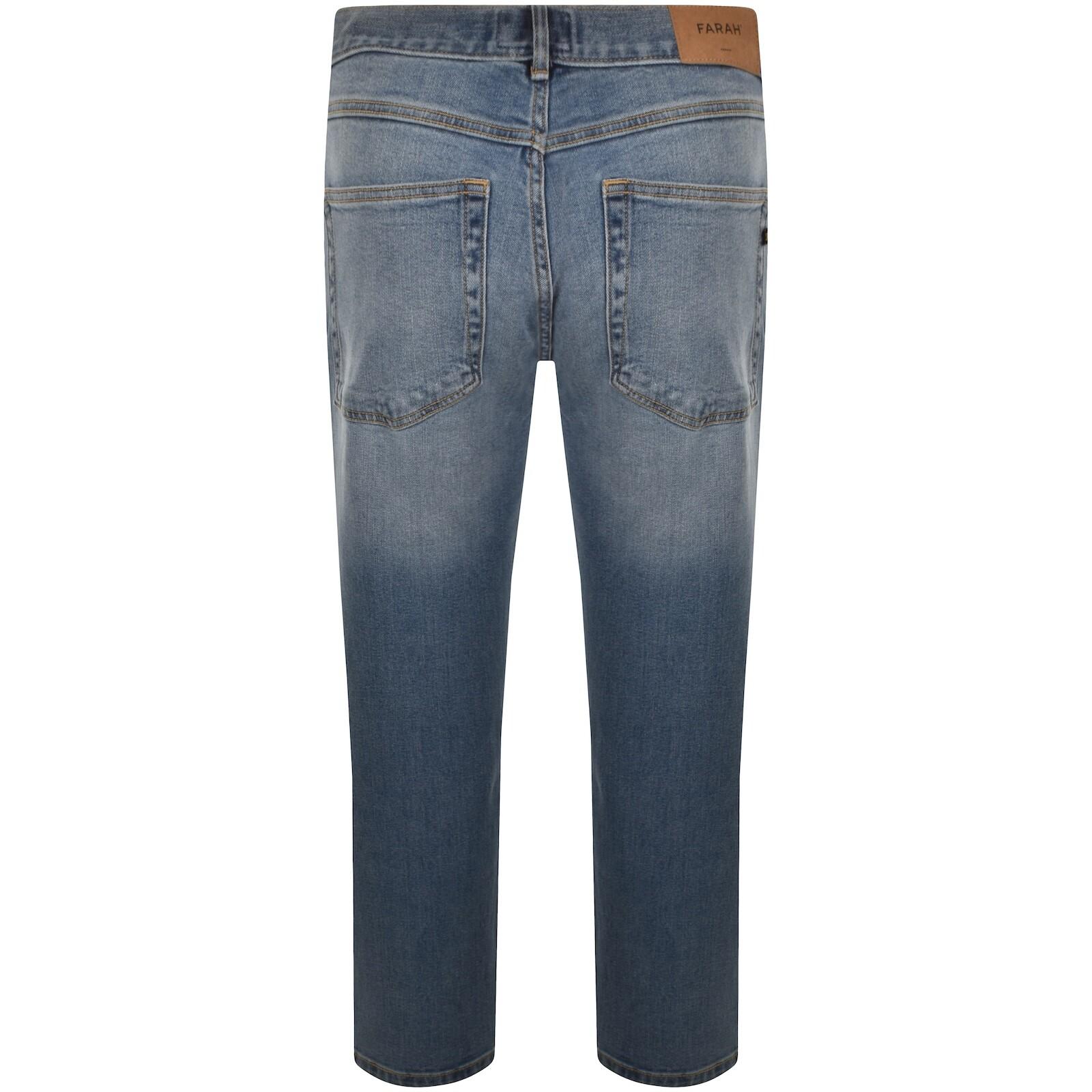 Farah Elm STR Denim Washed Jeans, Risciacquo usurato, W28 / L32 Uomo