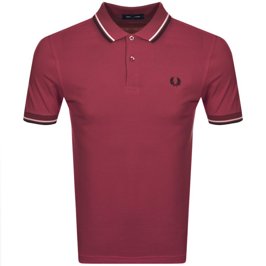 Fred Perry Cotton Twin Tipped Polo T Shirt Burgundy in Red for Men - Lyst