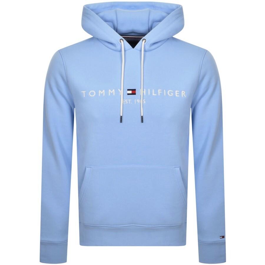 Tommy Hilfiger Logo Hoodie in Blue for Men | Lyst