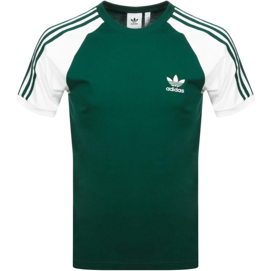 adidas originals california 3 stripe t shirt green