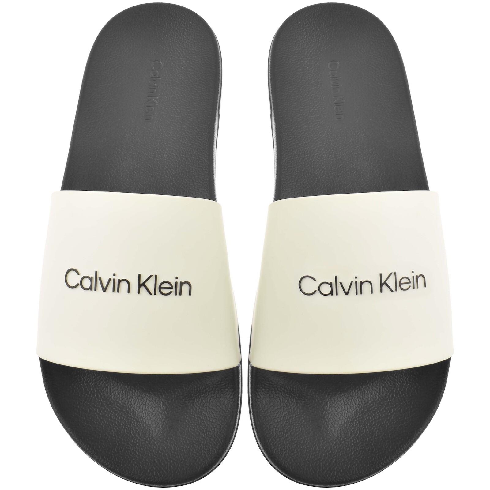 Calvin Klein Mens Black White CK Logo Slide Sandals Slip On Shoes‎ Calvin Klein Black Slide Sandals for Men for sale | eBay main image 2