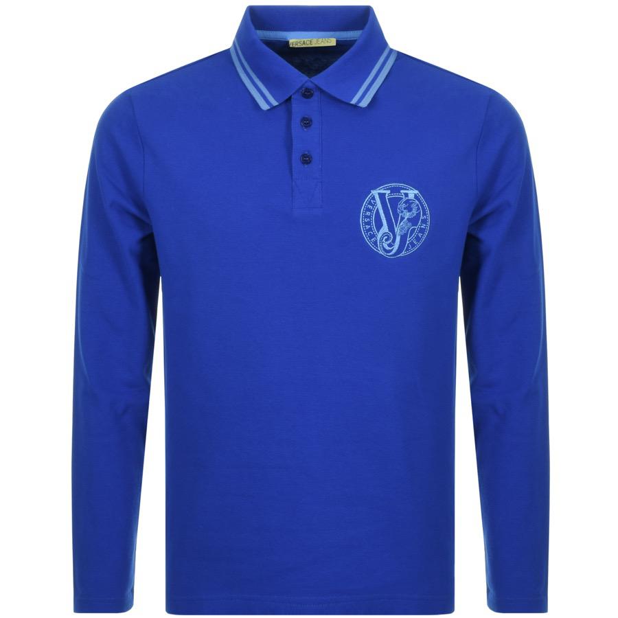 Versace Jeans Couture Denim Long Sleeve Tipped Polo T Shirt Blue for ...