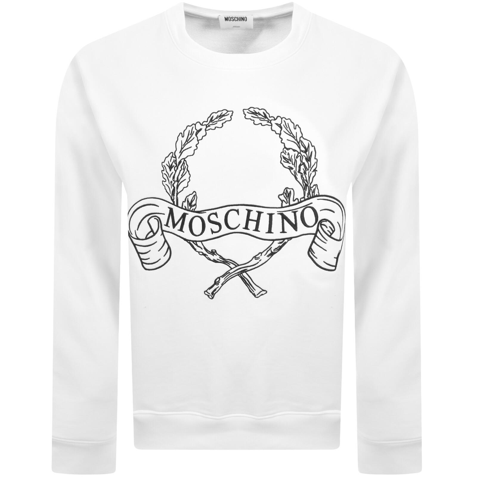 スウェット・トレーナー MOSCHINO White Cotton Sweatshirt COTTON SWEATSHIRT MOSCHINO HOODIE-WHITE - PureAtlanta.com
