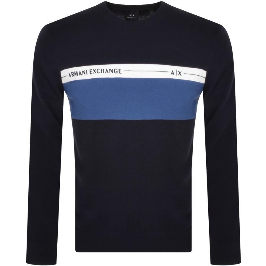 Armani Exchange Panel Knit Jumper in Blue for Men | Lyst