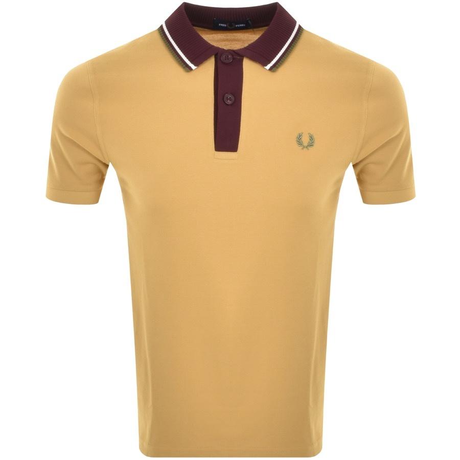 Fred Perry Knitted Collar Polo T Shirt in Brown for Men | Lyst