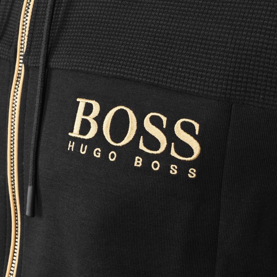 boss athleisure saggy full zip hoodie black