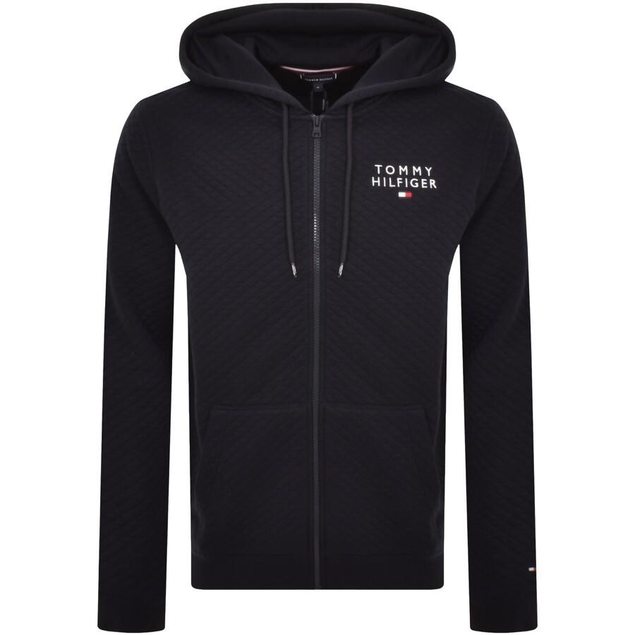 Tommy hilfiger icon stripe sales logo print hoodie in navy