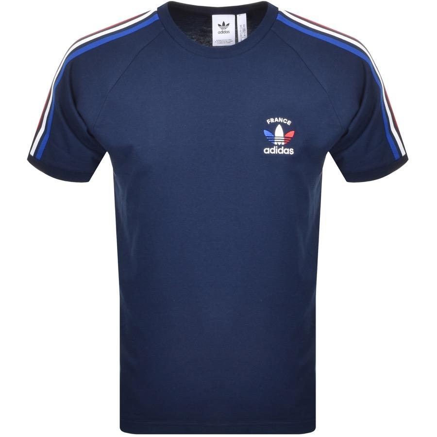 adidas Originals Cotton 3 Stripe France T Shirt in Navy (Blue) for ... adidas Originals Cotton 3 Stripe France T Shirt in Navy (Blue) for ...
