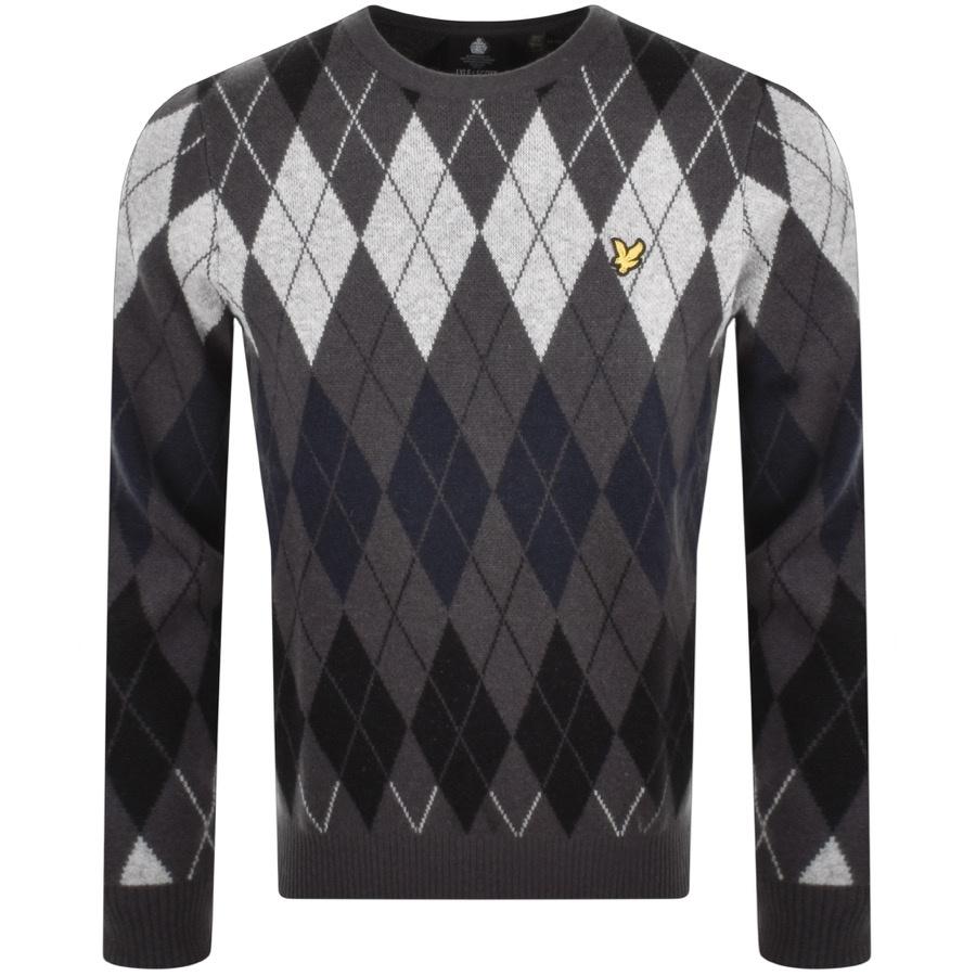 Lyle & Scott Argyle Knit Jumper in Gray for Men