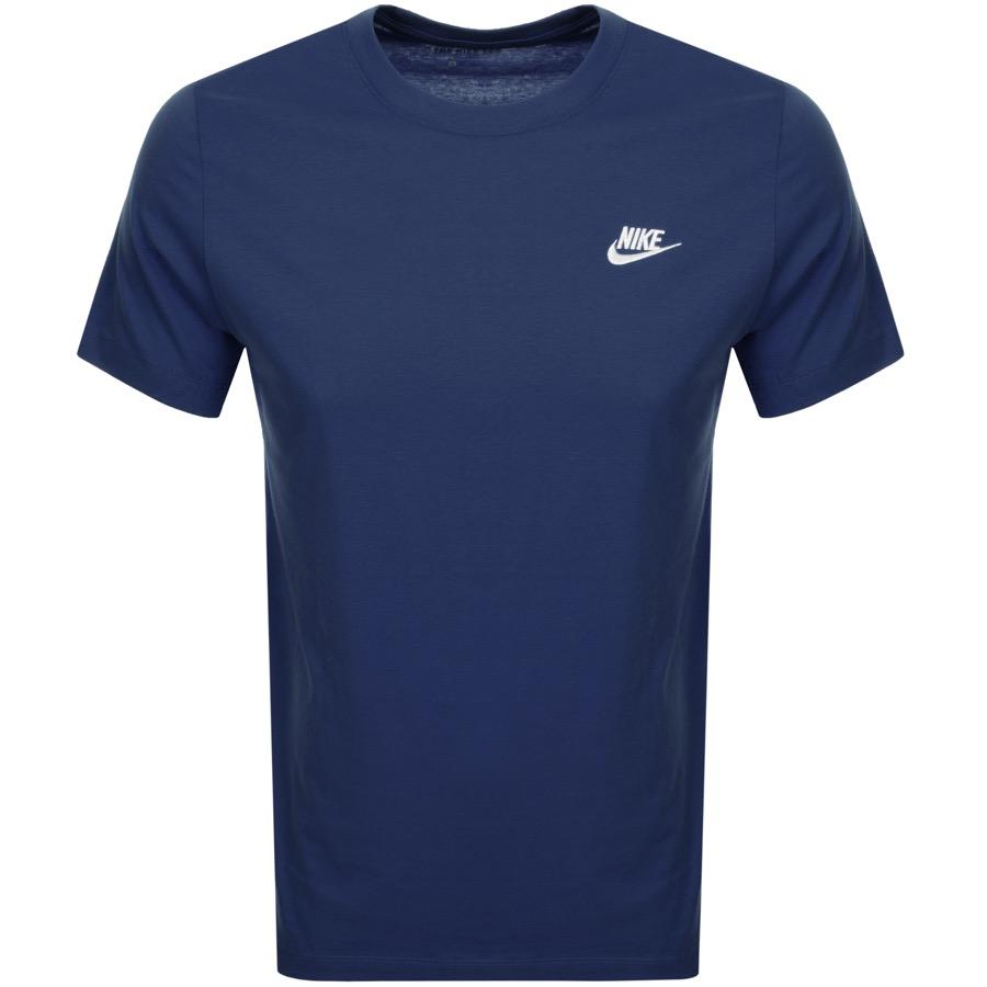Nike Cotton Crew Neck Club T Shirt in Navy (Blue) for Men - Lyst