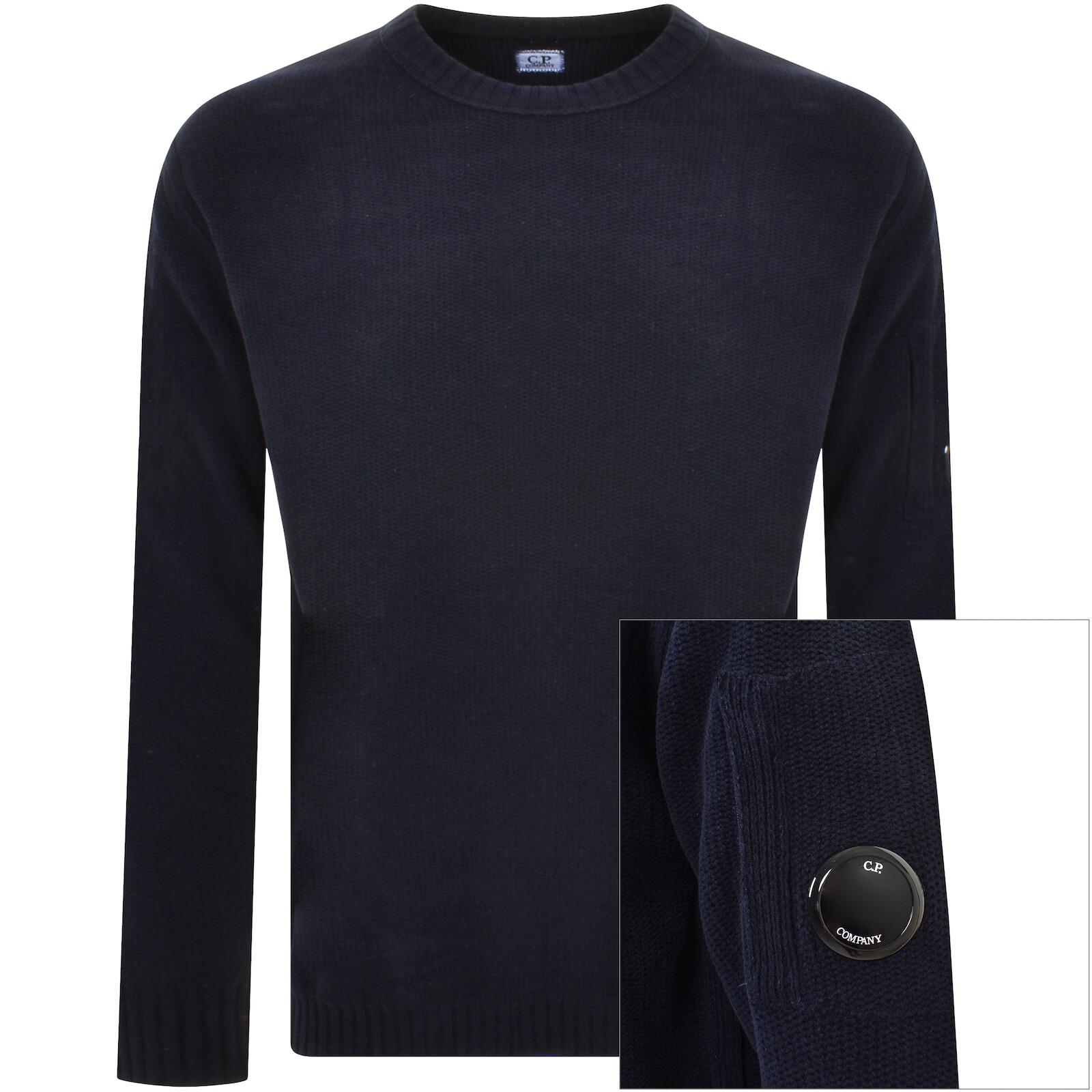 Company Chenille Knitted Navy Crew Neck Jumper in Blue for