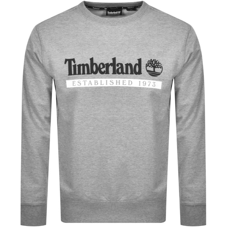 Timberland Cotton Crew Neck Logo Sweatshirt in Grey (Gray) for Men - Lyst