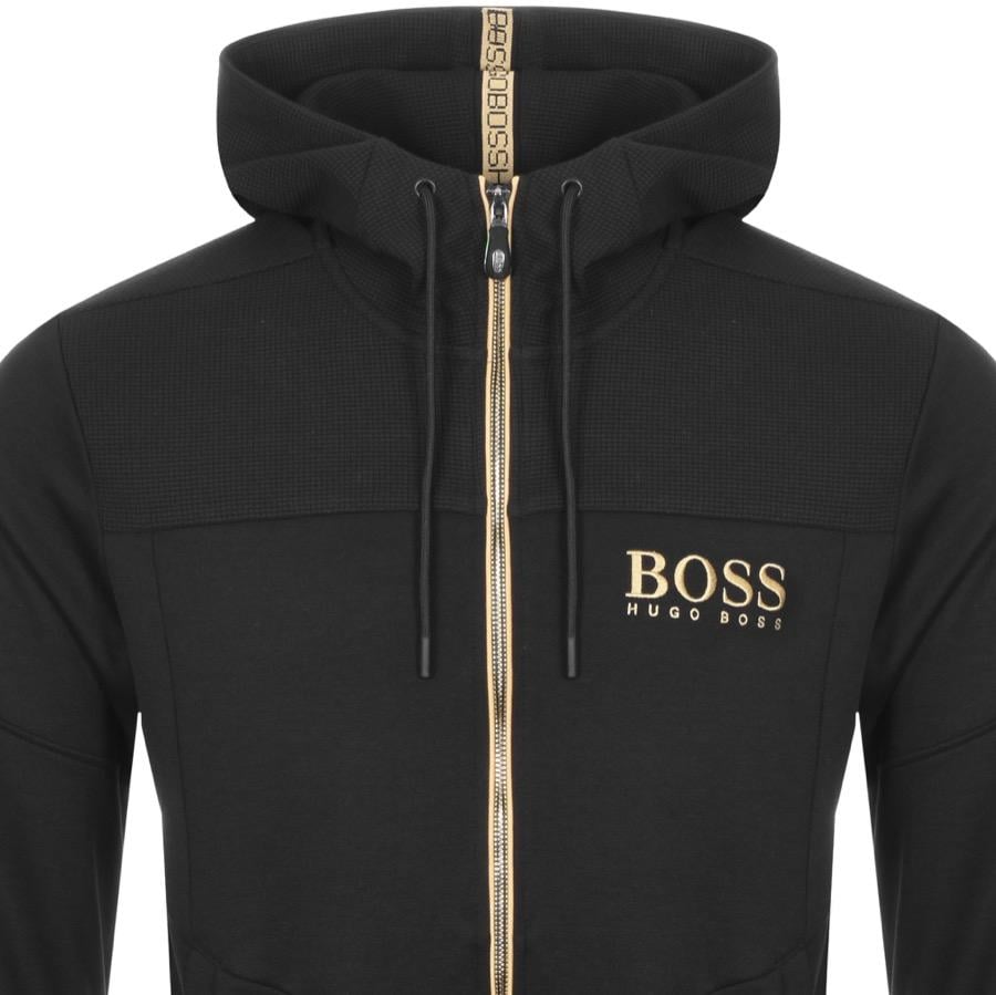 boss green saggy full zip hoodie black