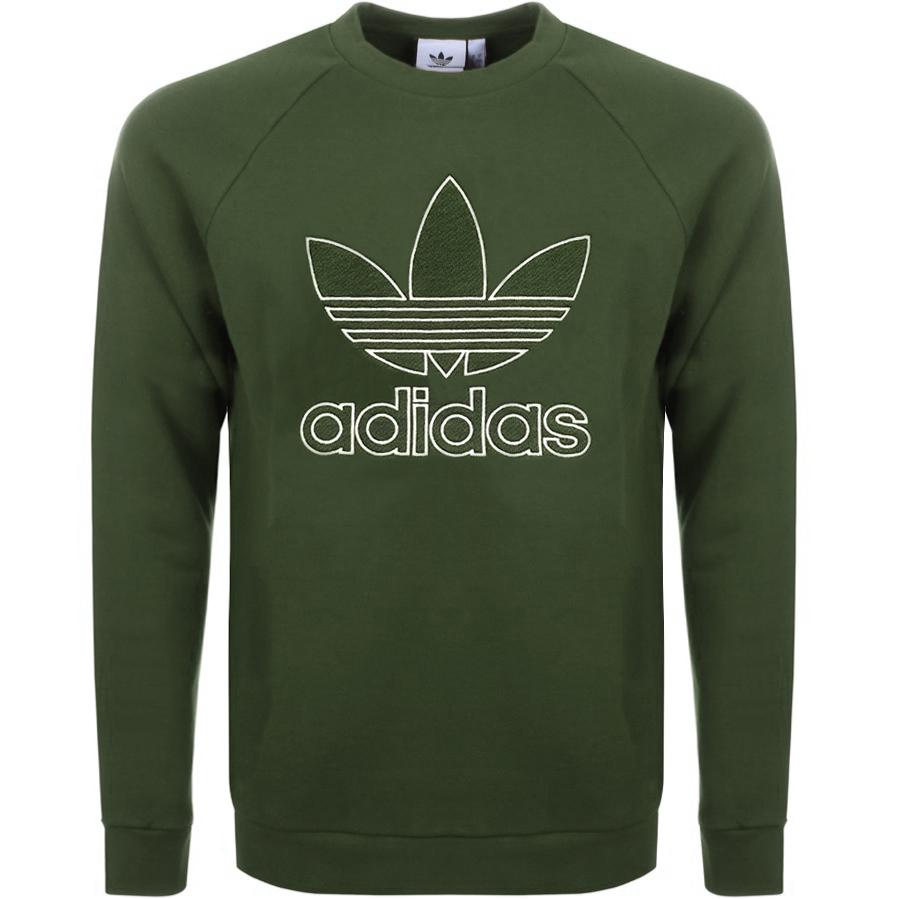 adidas Cotton Originals Outline Trefoil Sweatshirt Green for Men - Lyst